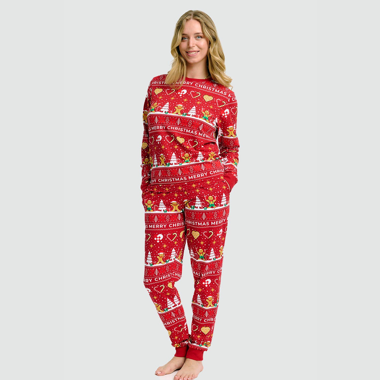 Weihnachtskeks Julepyjama Rot - Damen.